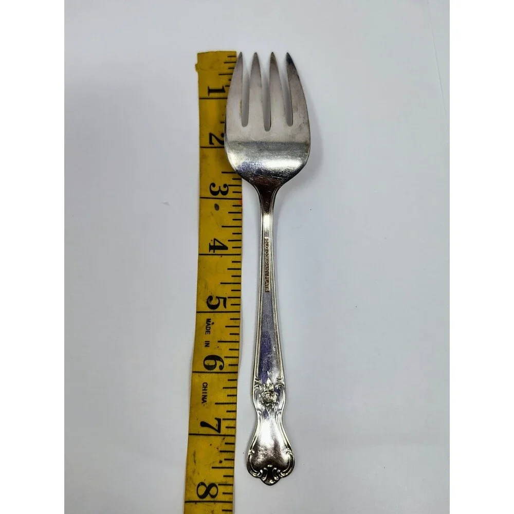 Old Company Plate Signature Rose Serving Spoon & Meat Fork 8” Mono S